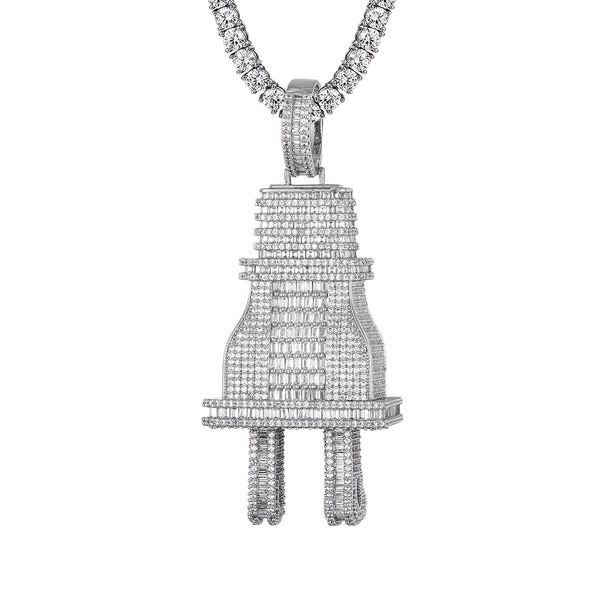 Baguette Icy 3D Plug Rapper Csutom Pendant Chain