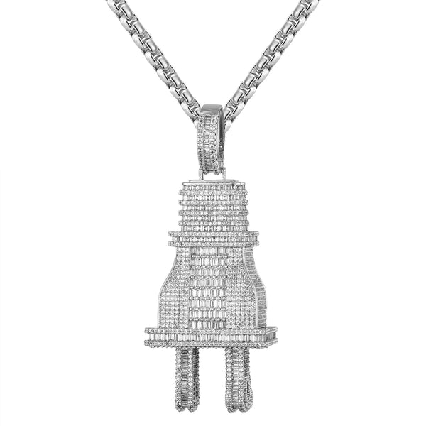 Baguette Icy 3D Plug Rapper Csutom Pendant Chain