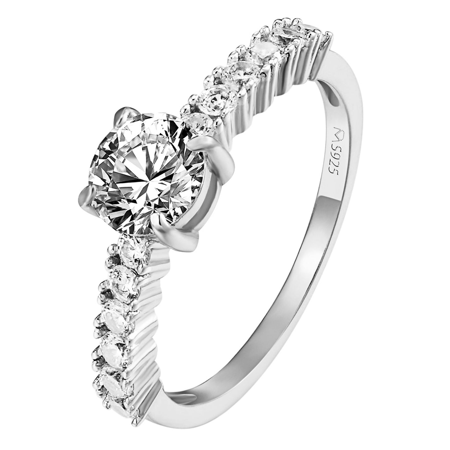 Sterling Silver Solitaire Ring Engagement Wedding Promise Womens Sterling Silver