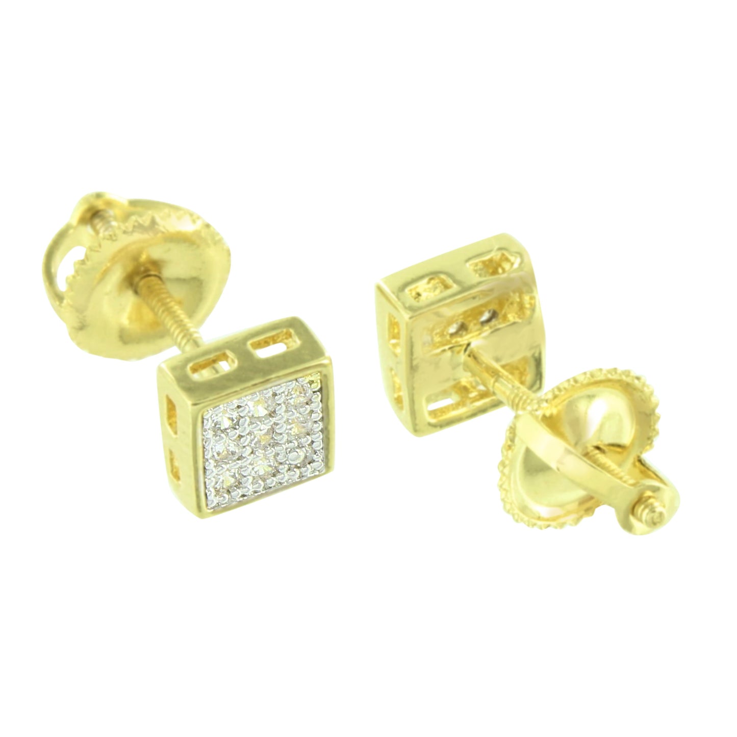 Square Gold Finish Earrings Studs