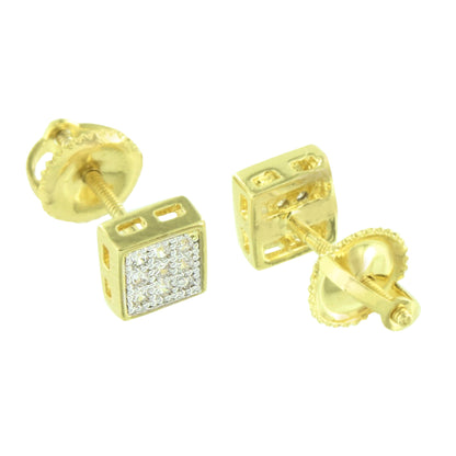 Square Gold Finish Earrings Studs