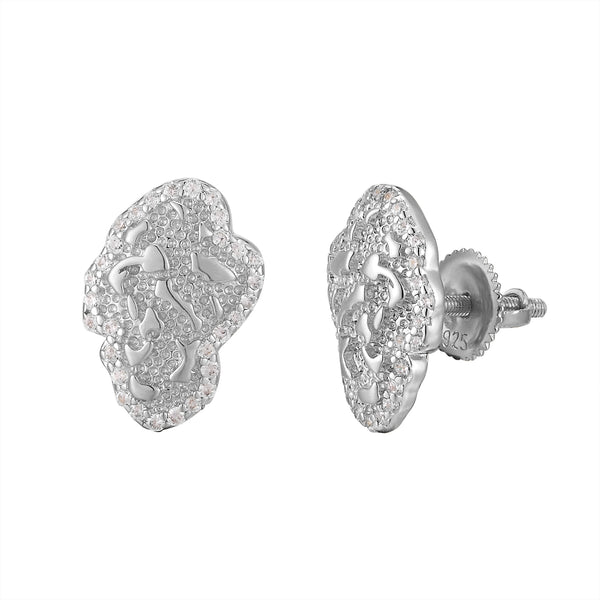 Micro Pave Icy Border .925 Nugget Shaped Earrings
