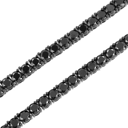 22" 4mm Icy black Gold finish Simulated Diamond Tennis Chain XmasDeal