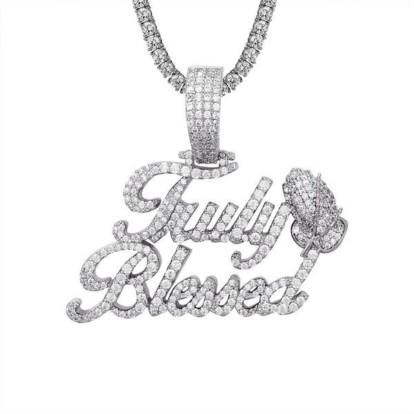 Solitaire Truly Blessed Praying Hand Rosary Custom Pendant