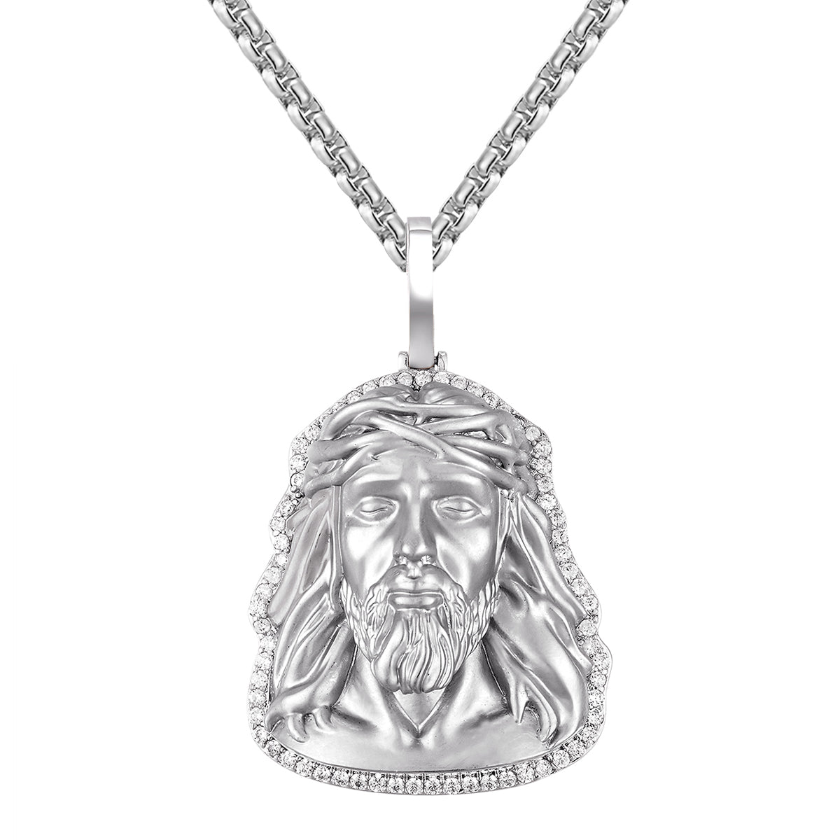 Custom Holy Jesus Matte Face Icy 3D Pendant Solid Back