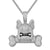 White Gold Tone Icey French Bulldog Bone Custom Pendant