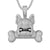 White Gold Tone Icey French Bulldog Bone Custom Pendant