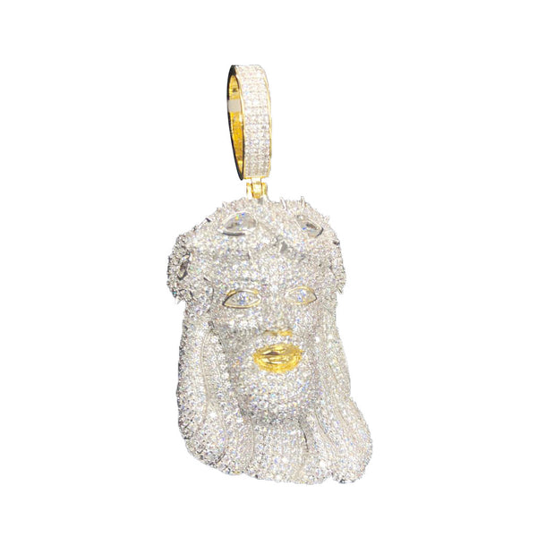 Yellow Gold Tone Mens Jesus Face Custom Religious Pendant