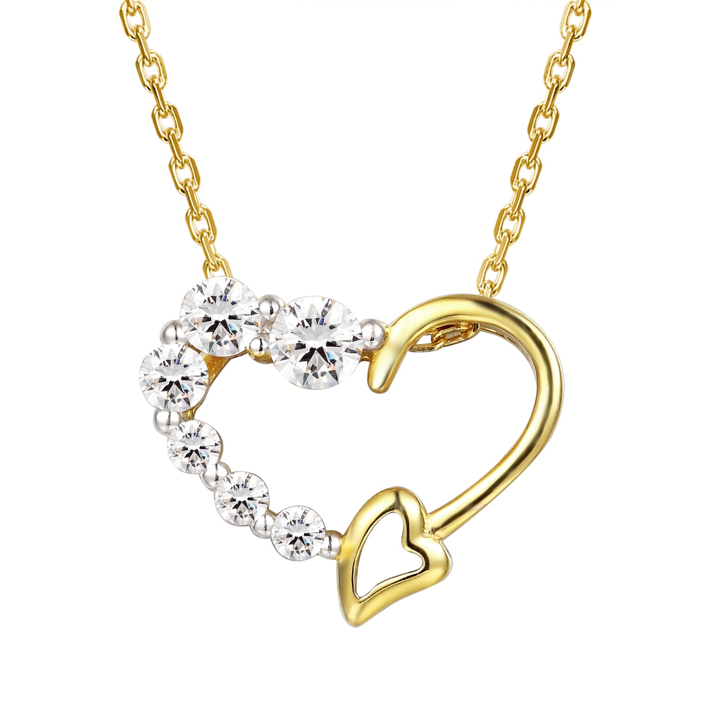 14k Gold Finish Sterling Silver Women's Heart Love Pendant Gift Set