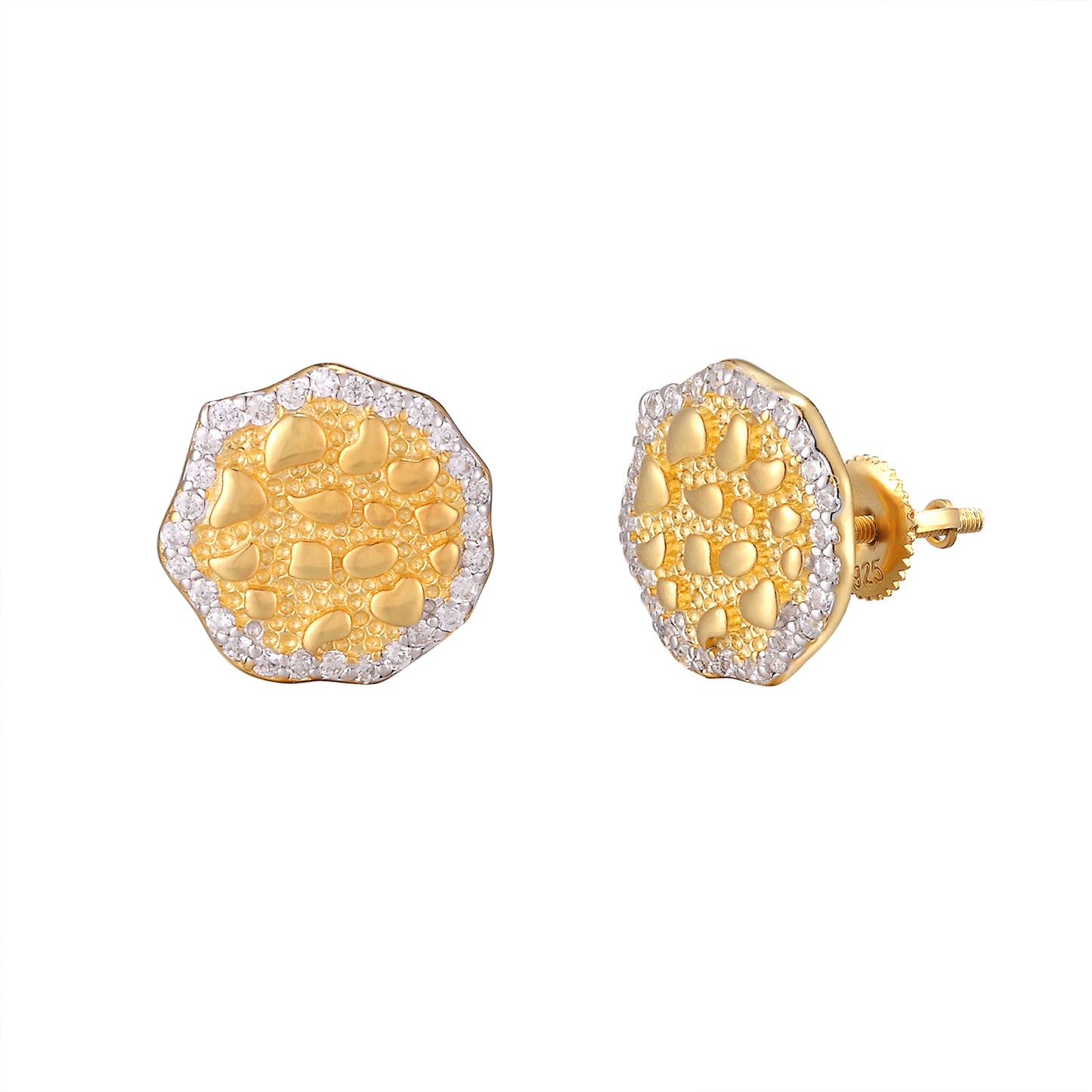 Nugget Icy Micro Pave Border Octagon .925 Earrings
