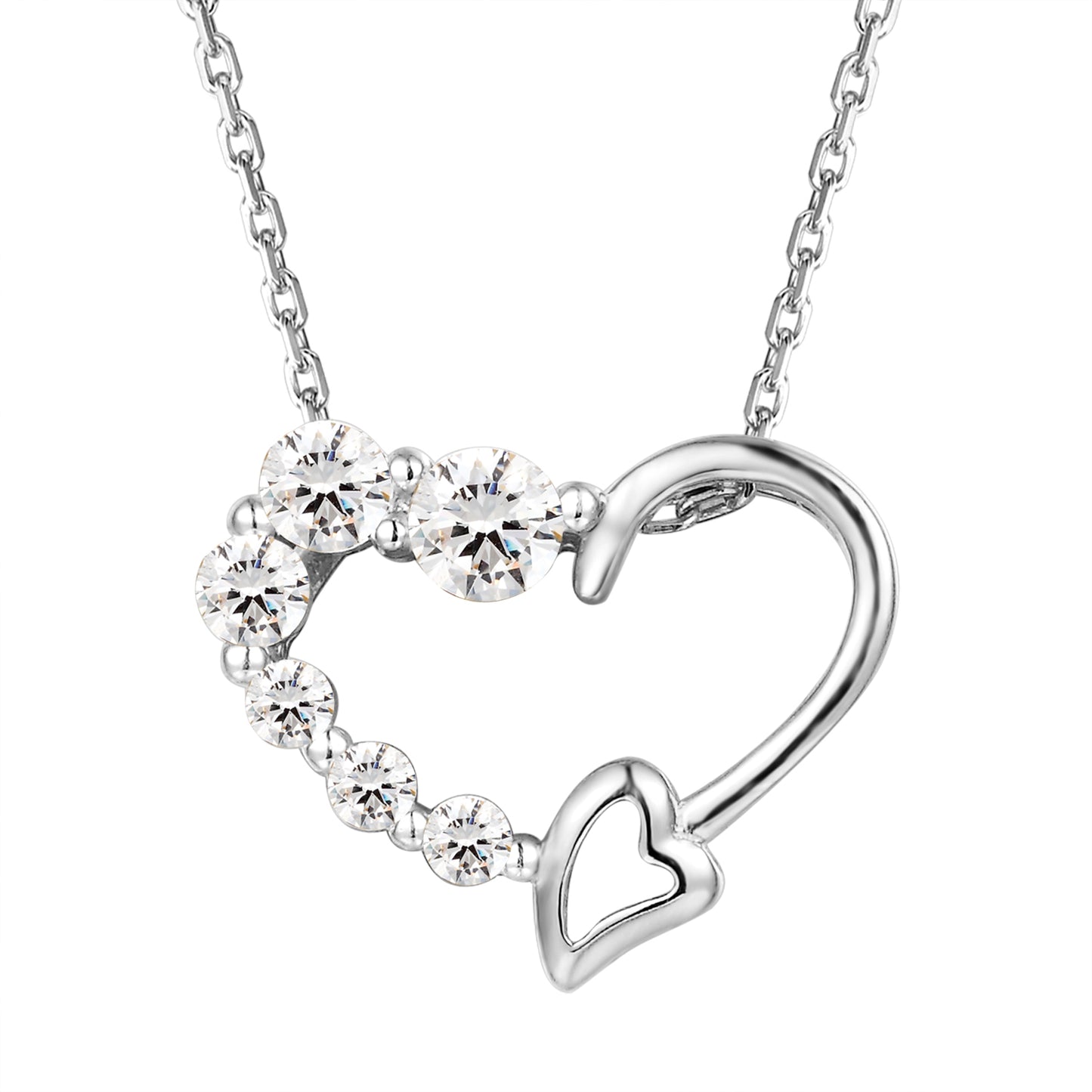Women's Solitaire Lab Diamonds Heart Love Small Pendant Set