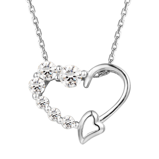 Women's Solitaire Lab Diamonds Heart Love Small Pendant Set