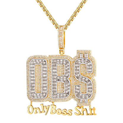 Mens OBS Only Boss Shit Custom Sterling Silver Pendant Chain