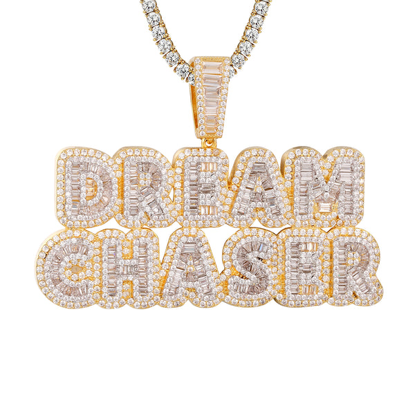 Baguette Icy Dream Chaser Gold Tone Pendant Tennis Chain