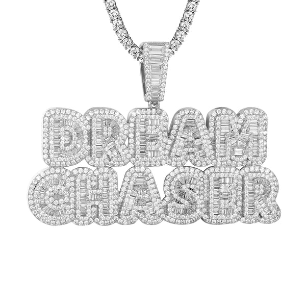 Silver Dream Chaser Baguette Double Layer Rapper Pendant