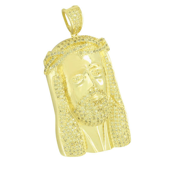 Jesus Pendant Christ Charm 14k Gold Finish Yellow Created Diamond Celeb Wear