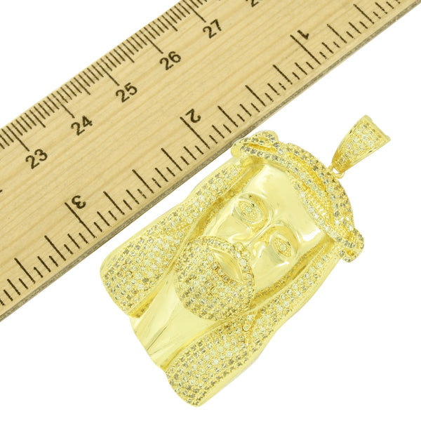 Jesus Pendant Christ Charm 14k Gold Finish Yellow Created Diamond Celeb Wear