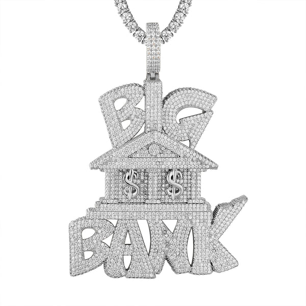Custom Big Money Bank Dollar Rich Custom Icy Pendant Chain