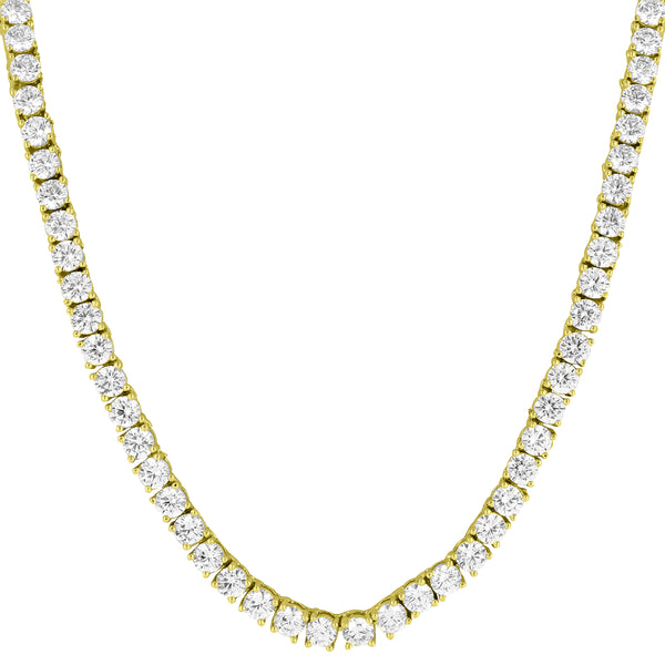 Sterling Silver One Row 3mm Solitaire Tennis Necklace 24
