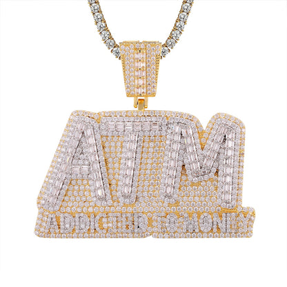 Sterling Silver Addicted to Money ATM Baguette Icy Pendant
