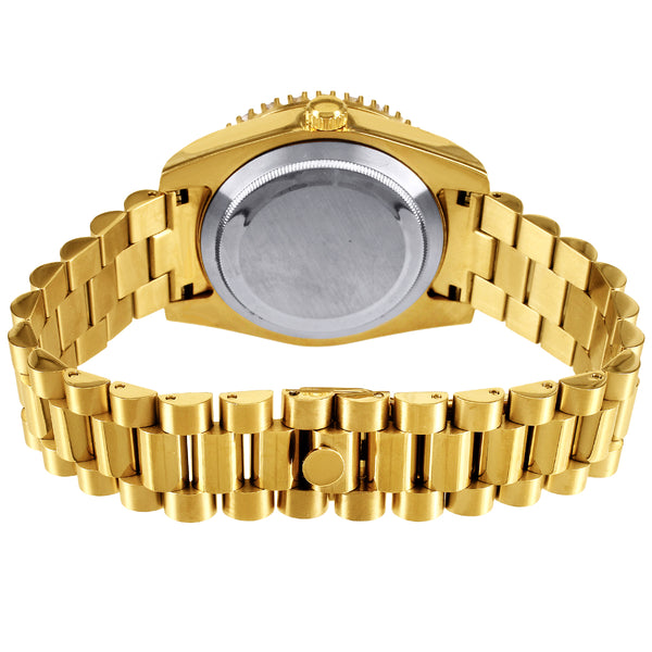 Stainless Steel 41mm Red Baguette Dial Icy Bezel Watch