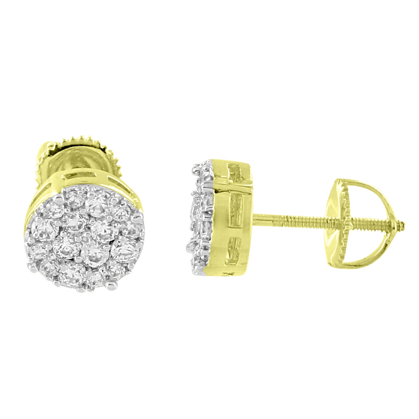 Solitaire Earrrings Cluster Set Round Cut Prong 14K Gold Finish Round Simulated Diamonds