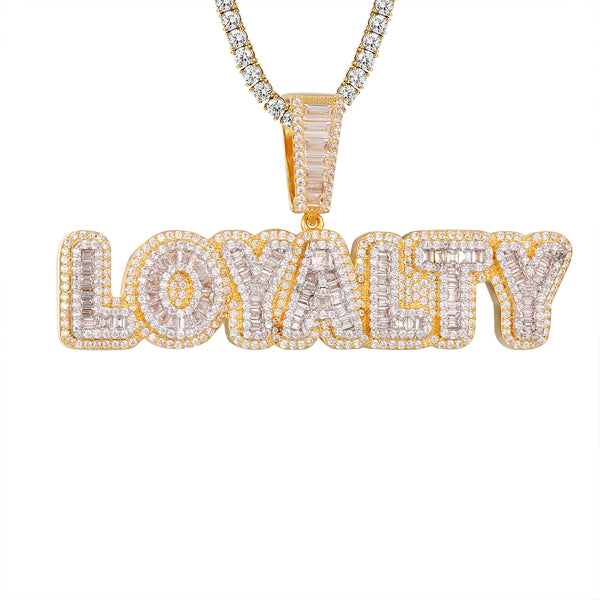Hip Hop Loyalty Baguette Double Layer Icy Pendant