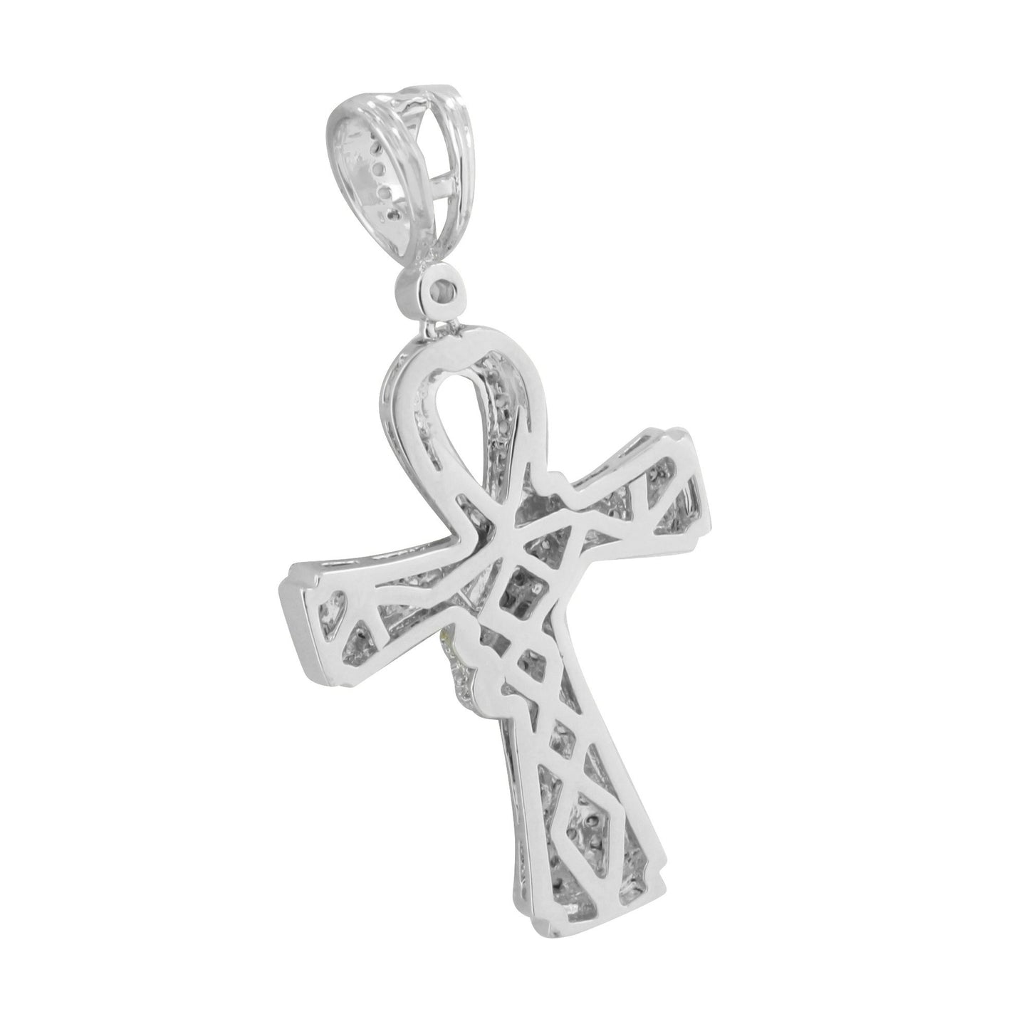 White Ankh Cross Pendant Simulated Diamonds Bling Symbol Of Life