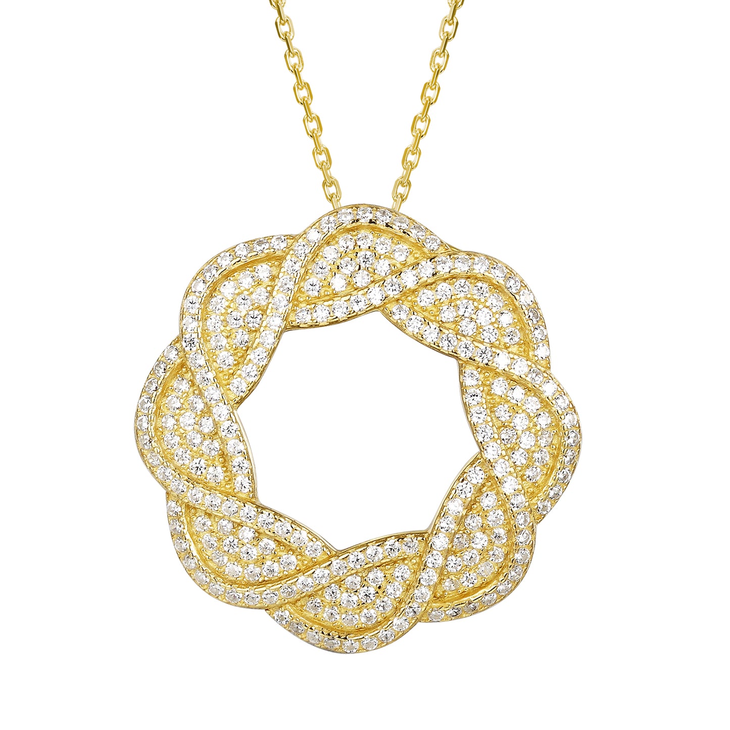 14k Gold Tone Infinity Circle of Love Women's Pendant Chain