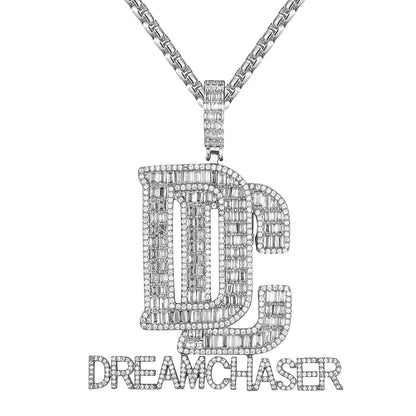 Sterling Silver Baguette Dreams Chaser White Tone Pendant