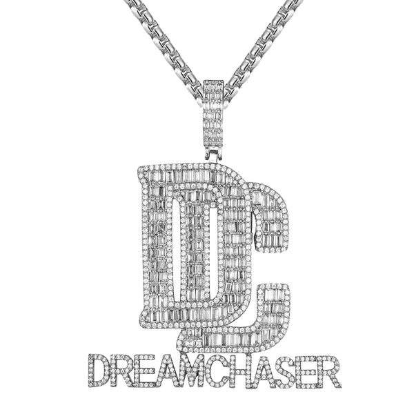 Sterling Silver Baguette Dreams Chaser White Tone Pendant