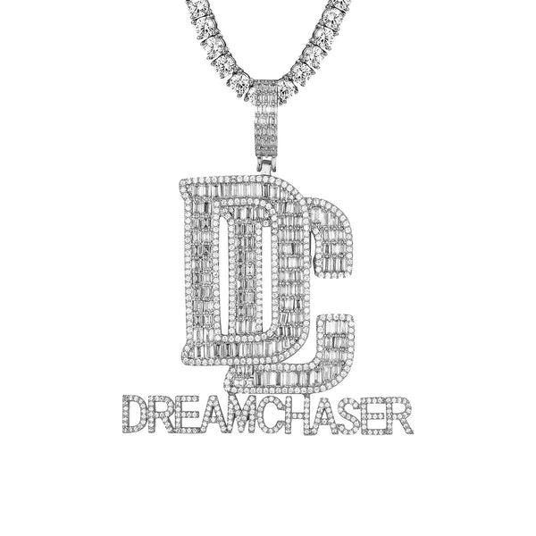 Sterling Silver Baguette Dreams Chaser White Tone Pendant
