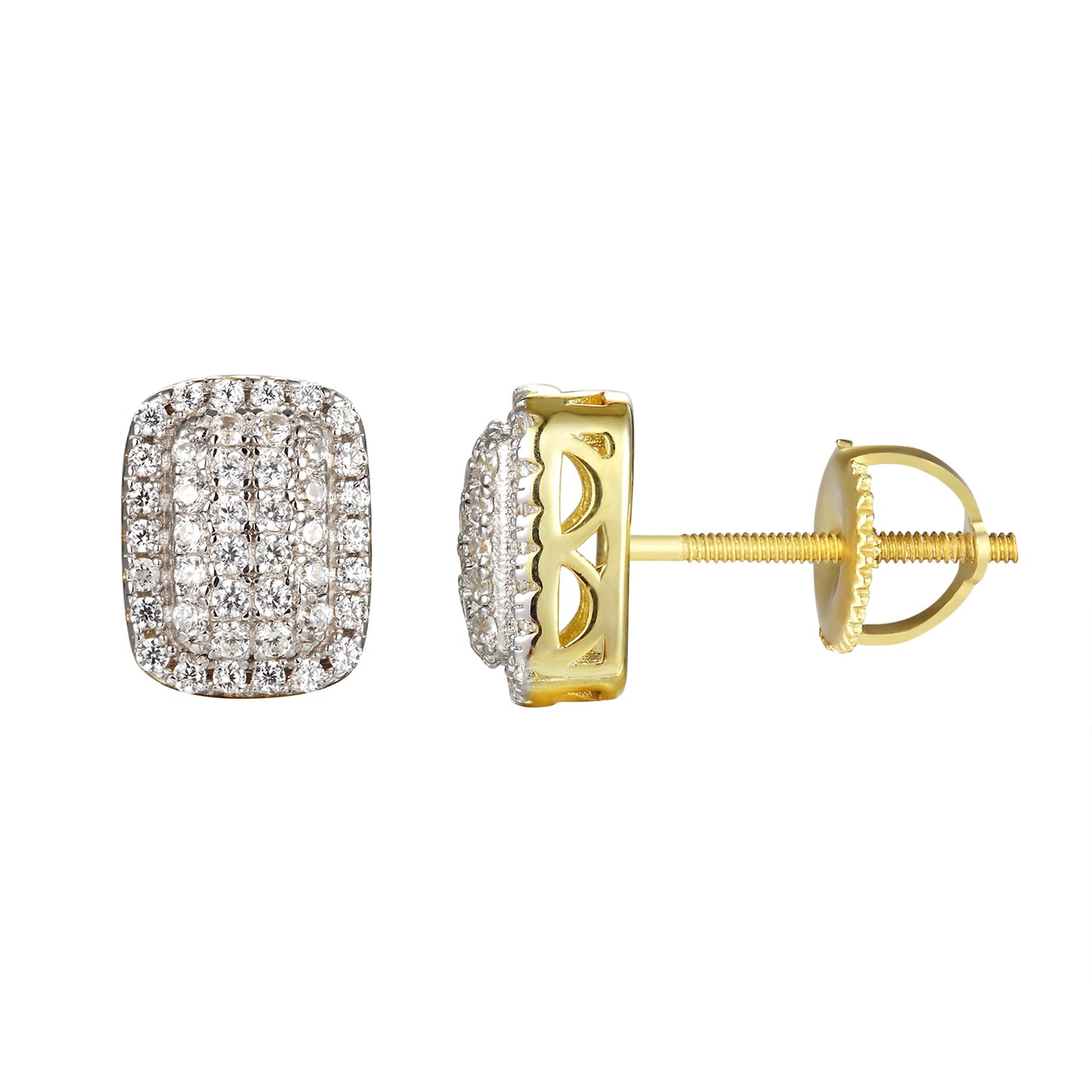 14k Gold Finish Cluster Square Designer Earrings