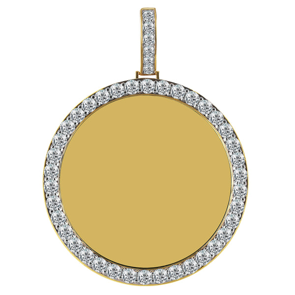 .925 Silver One Row Big Picture Memory Gold Tone Icy Pendant