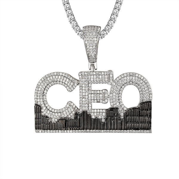 Sterling Silver Icy City CEO Bling Mens Hip Hop Pendant Chain
