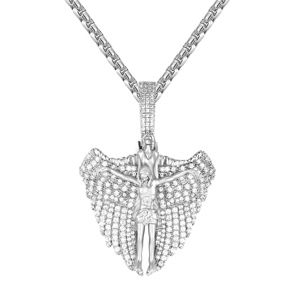 Sterling Silver Jesus Christ Angel Wings Custom Pendant
