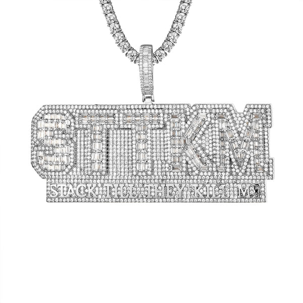 Custom Stack Till they Kill Money Rich Baguette Icy Pendant Chain