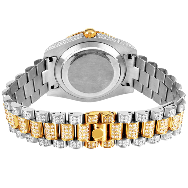 Two Tone Gold Steel Icy Bubble Case Roman Dial Luxury Watch
