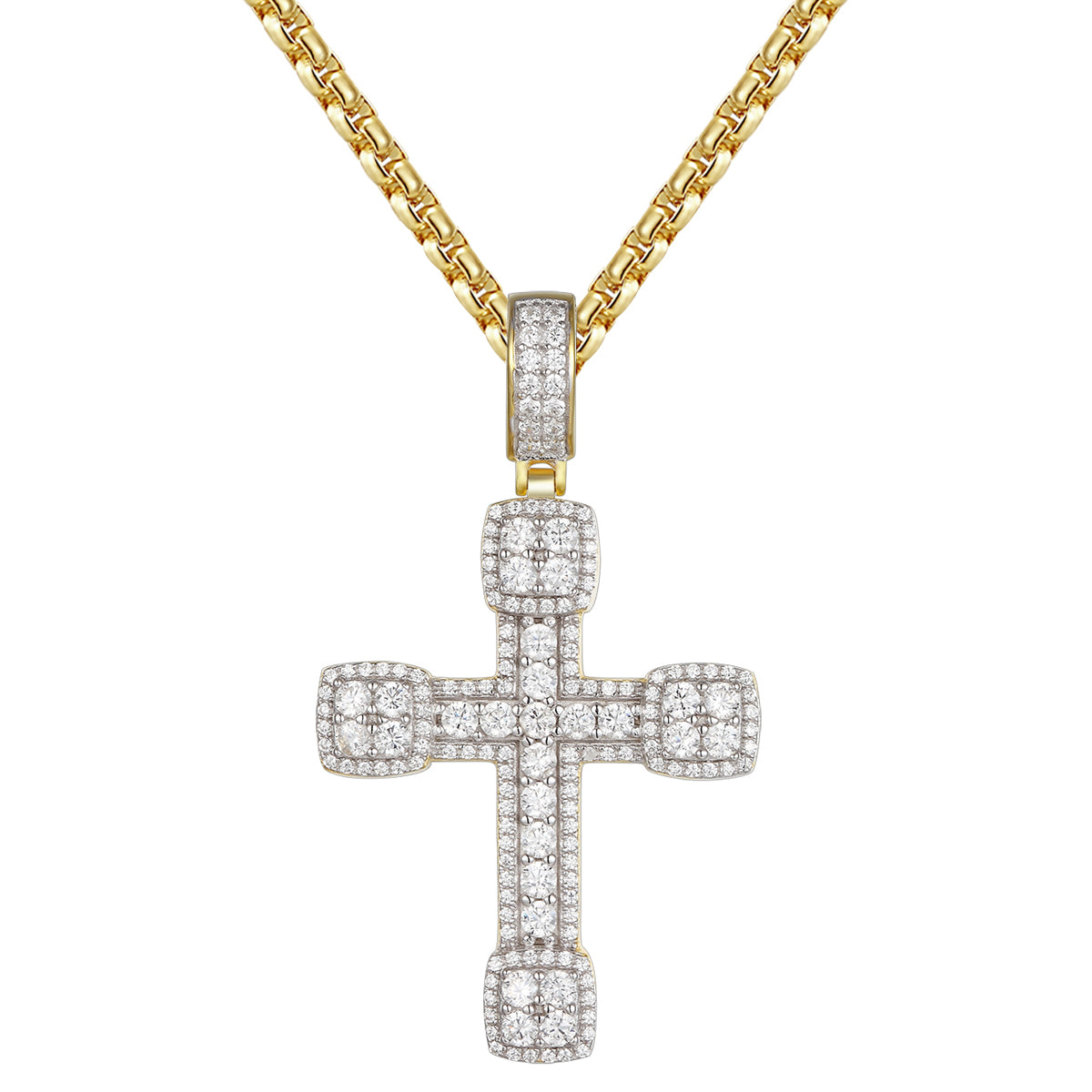 Sterling Silver Solitaire Religious Cross Pendant Necklace