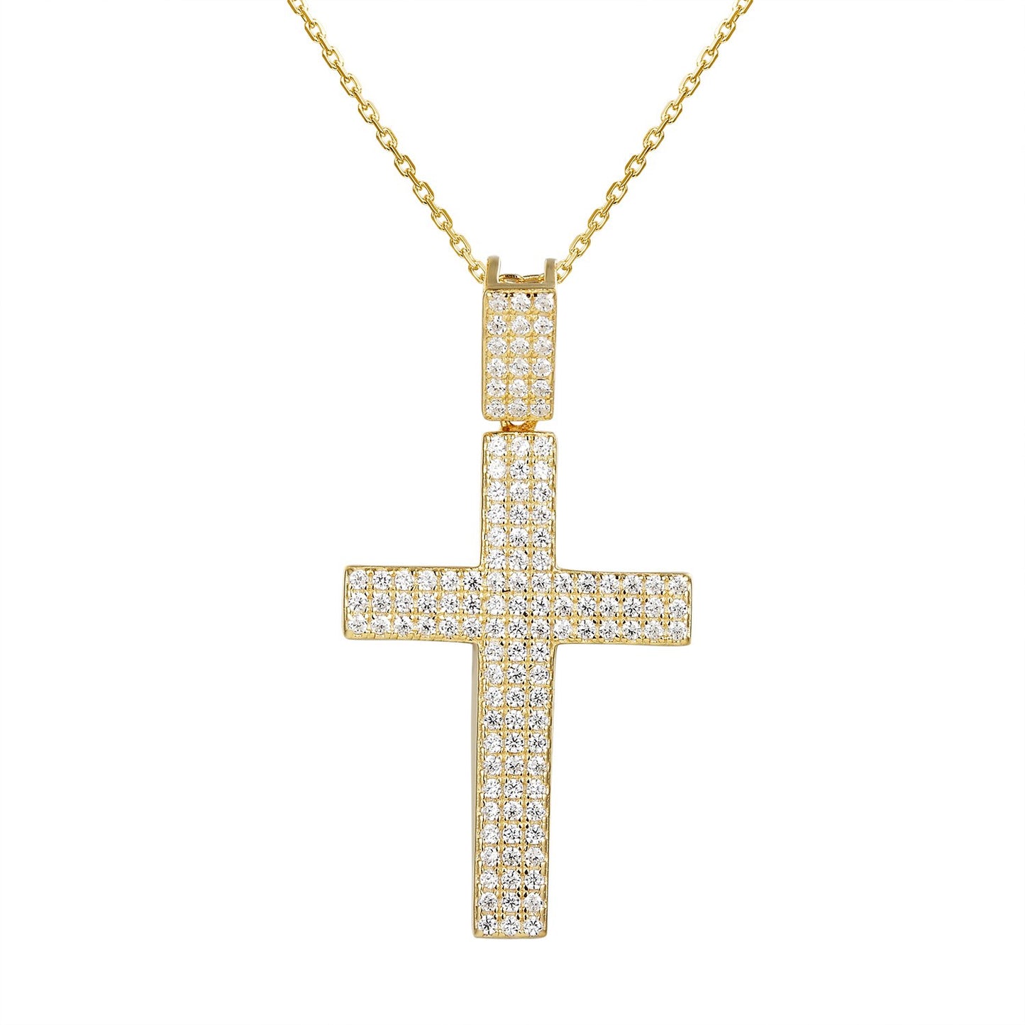Women's Jesus Cross Bling Pendant 18" Chain