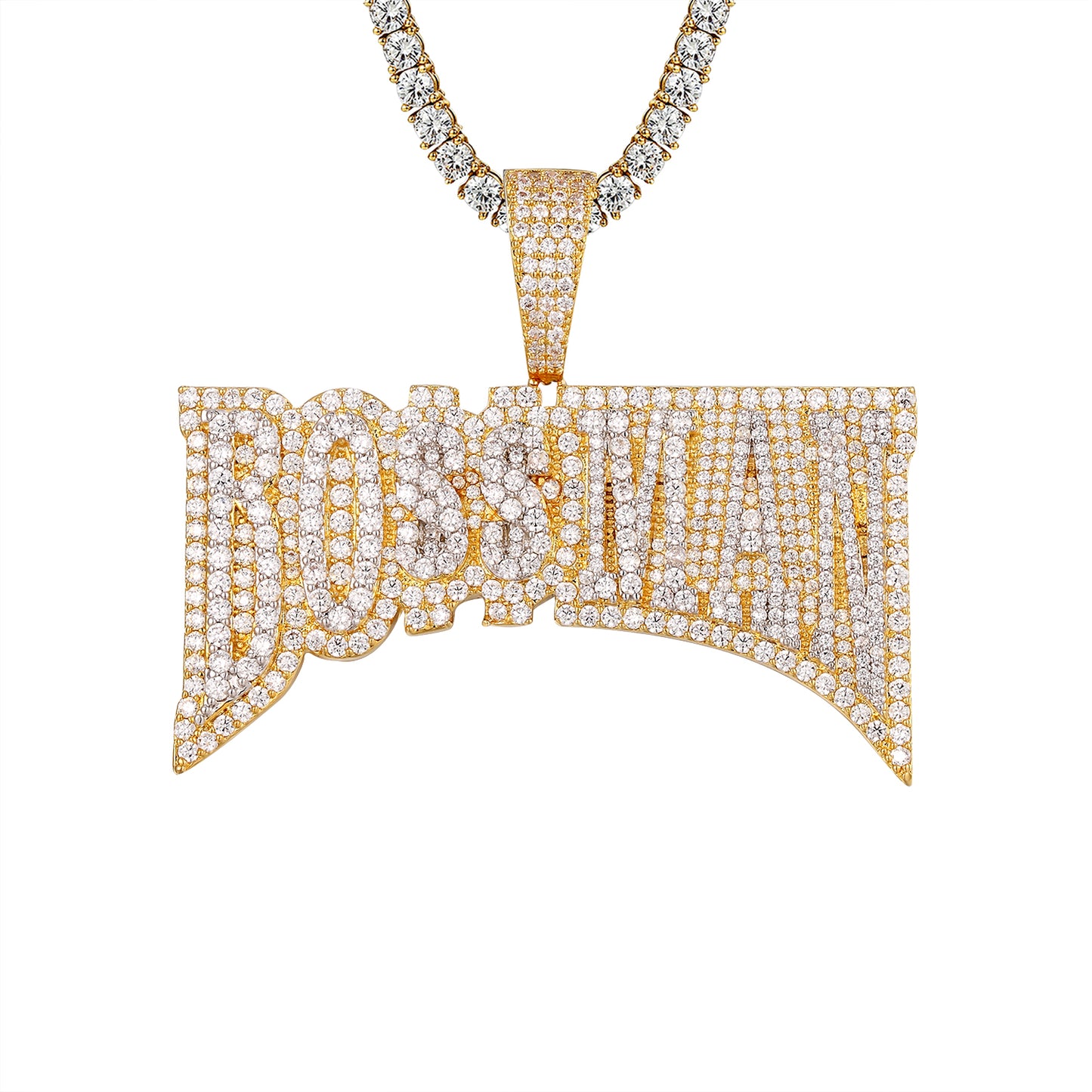 Mens Bossman Rich Double Layer Gold Tone Hip Hop Pendant Chain
