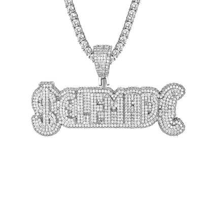 Mens Double Layer Selfmade Micro Pave Icy Custom Pendant