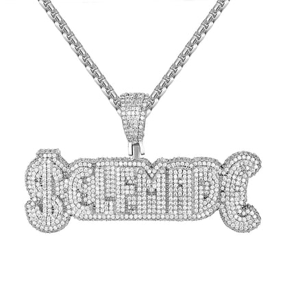 Mens Double Layer Selfmade Micro Pave Icy Custom Pendant