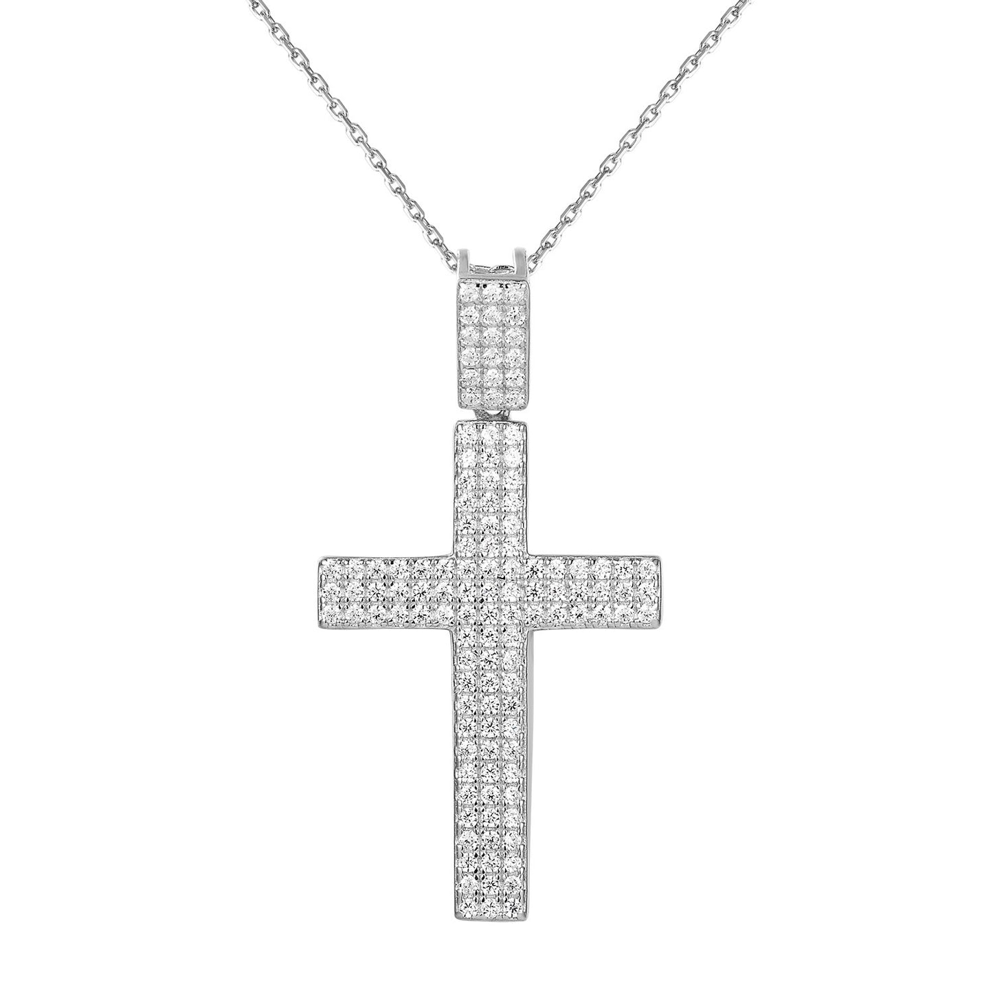 Sterling Silver Bling Religious Cross Women's Pendant