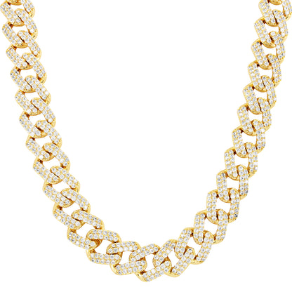 11mm Gold Tone Miami Cuban Choker Square Link Necklace