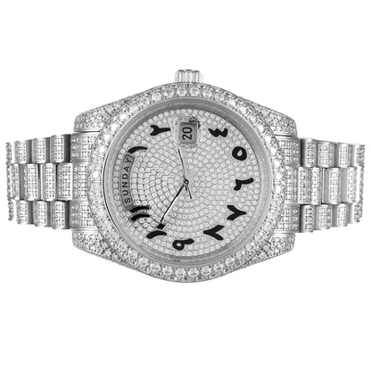 Stainless Steel Arabic Dial Icy Bubble Bezel Luxury Watch