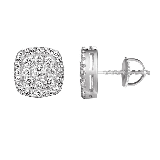 Silver Screw Back Stud Square Earring