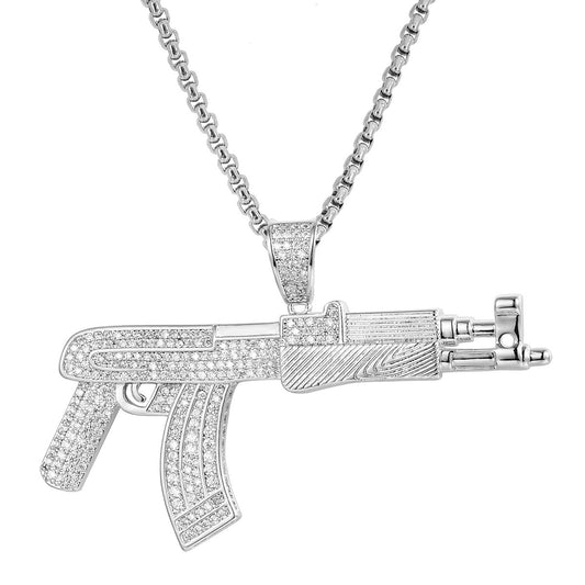 Men's AK-47  Gun Designer Pendant Necklace