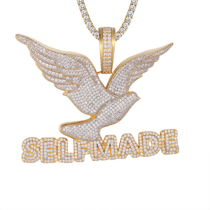 Gold Tone Self Made Icy Flying Bird Wings Pendant Chain