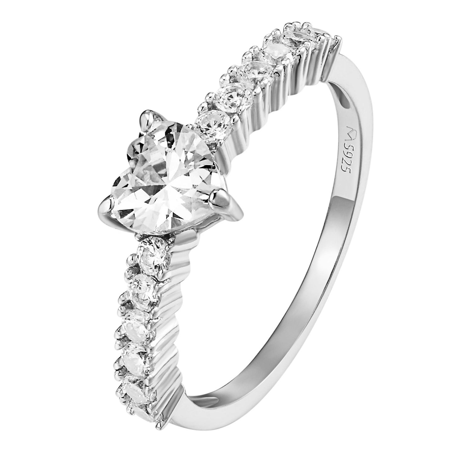 Womens Solitaire Heart Cut Ring Wedding Engagement Sterling Silver Promise New